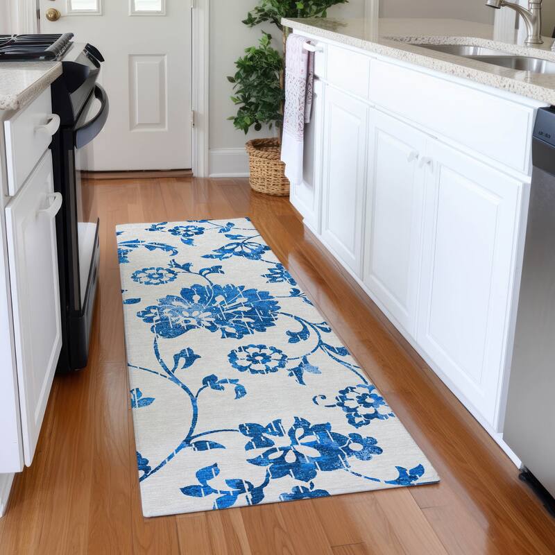 Premium Washable Super Soft Floral Whimsy Mayfield Rug - White - 2'3" x 7'6"