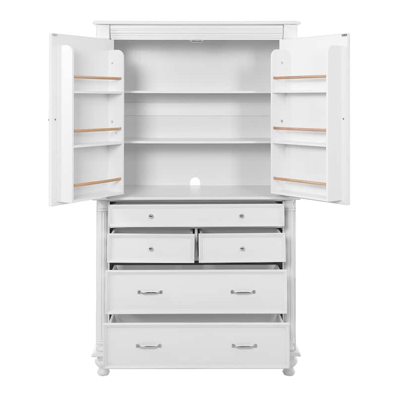 Tall Kitchen Pantry, 77.3"H - Large Storage Cabinet with 5 Drawers, 6 Door Shelves & 2 Adjustable Shelves, Freestanding