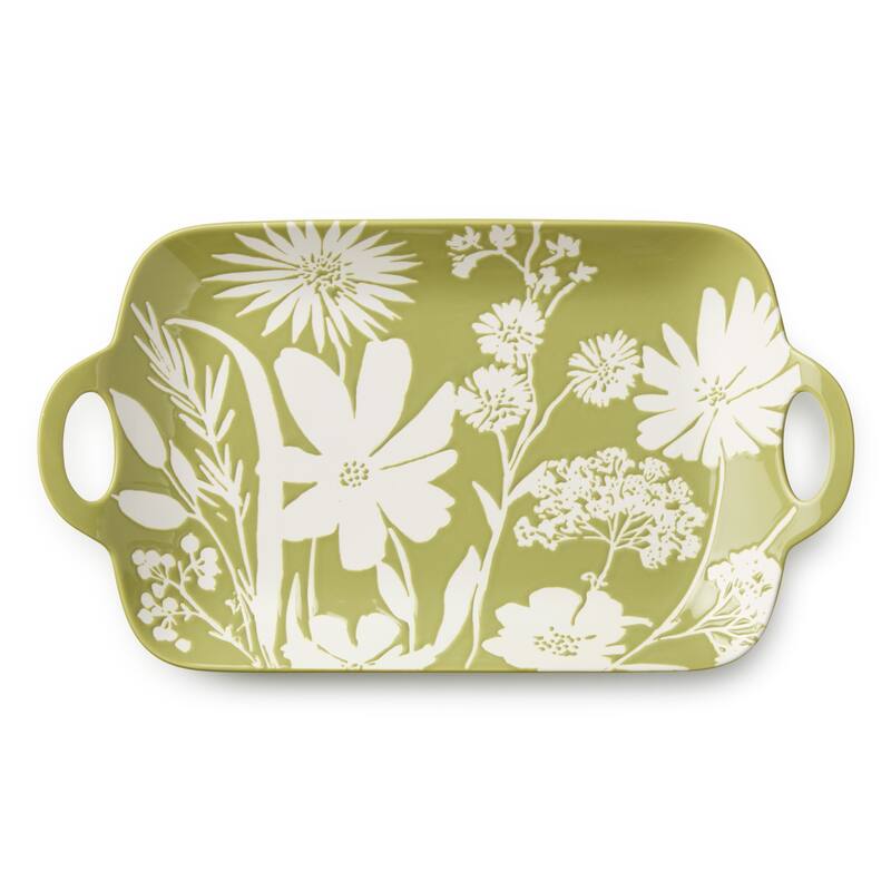 Certified International Wildflowers Wax Off Rectangular Platter - 14.25"L x 8.00"W x 1.50"H