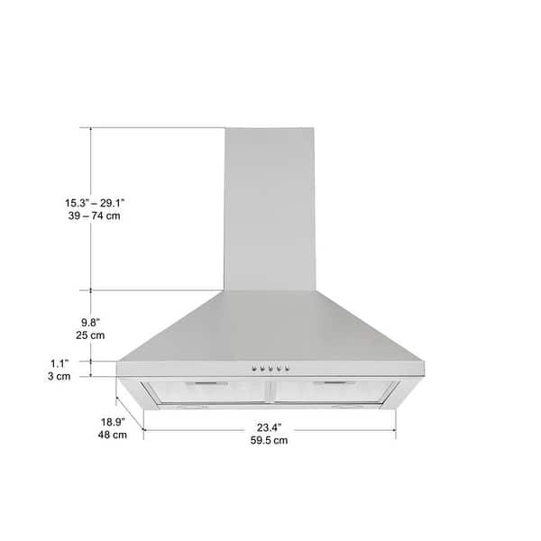 Ancona 24 in. Convertible Wall Pyramid Range Hood in Stainless Steel