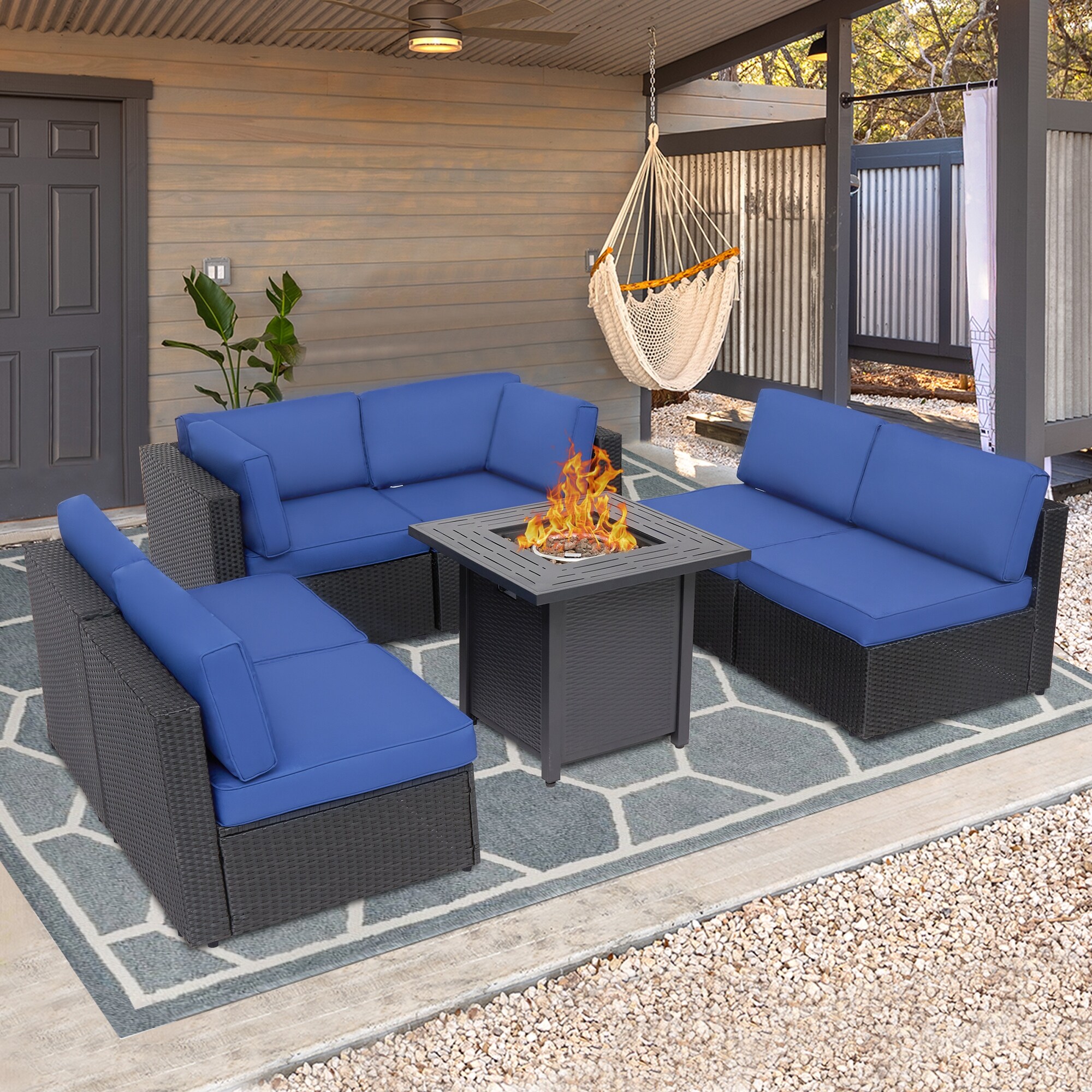 Kinbor magged 7pcs Outdoor Rattan Wicker