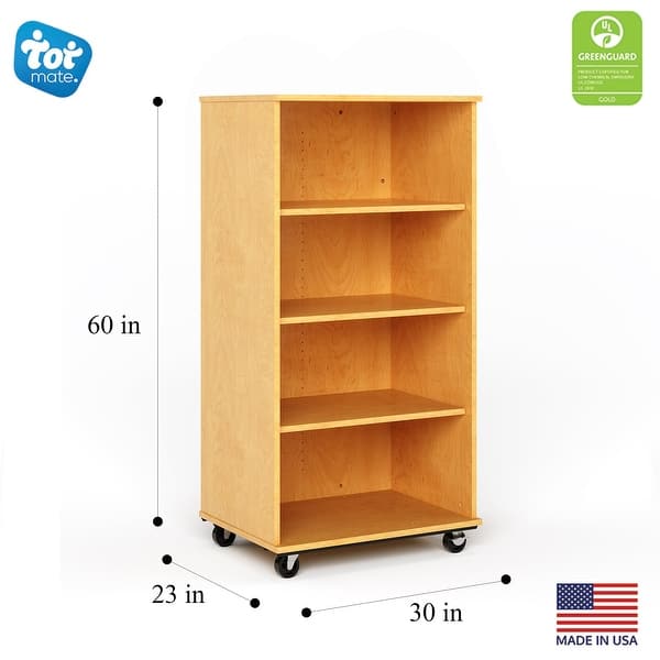 dimension image slide 2 of 4, Tot Mate Open Single Sided Mobile Storage Locker, Write-on Wipe-off Markerboard Back, 60H