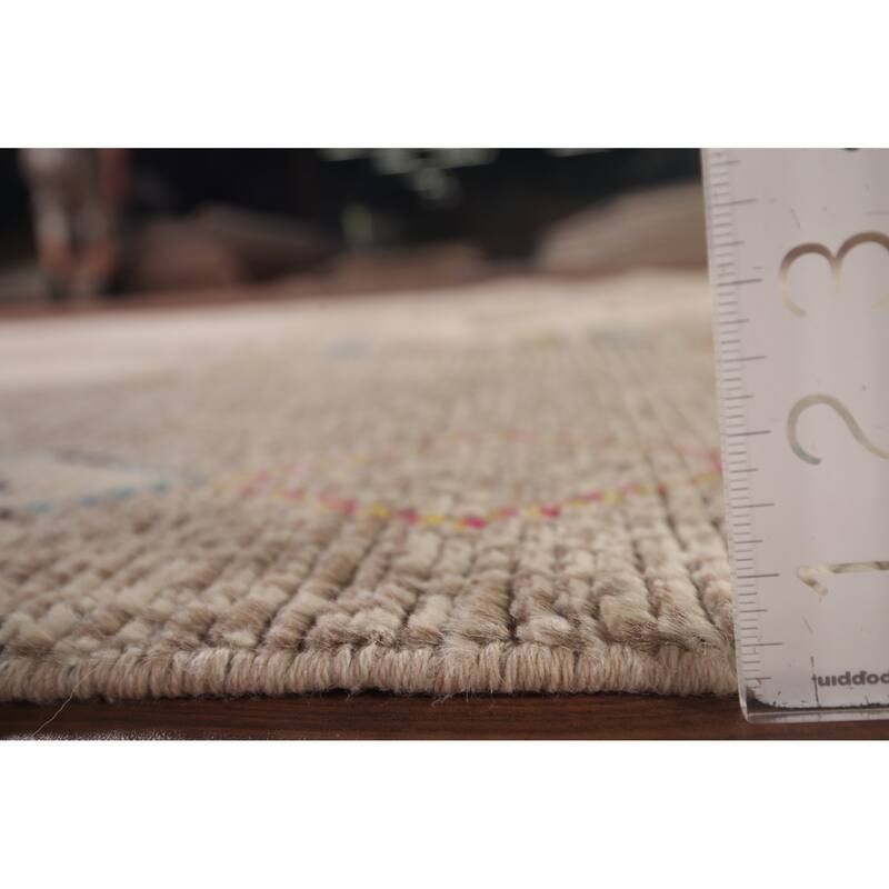 Geometric Moroccan Area Rug Hand-Knotted Oriental Wool Carpet - 5'7"x 10'0"