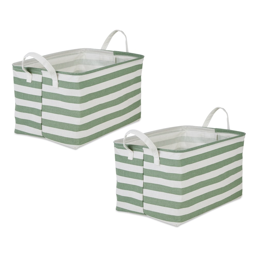 Cotton Polyester Laundry Bin Stripe Rectangle (Set of 2)