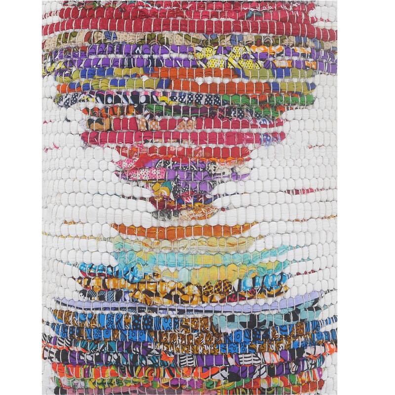 Sevita White and Multicolored Chindi Geometric Throw Pillow