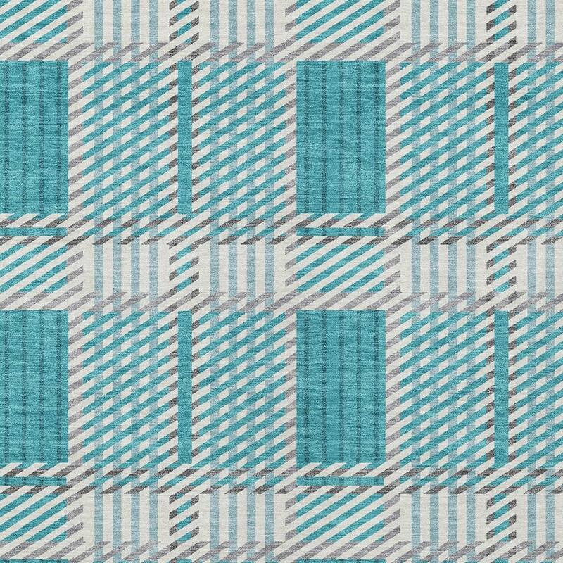 HomeRoots Plaid Transitional Rectangle Outdoor Rug