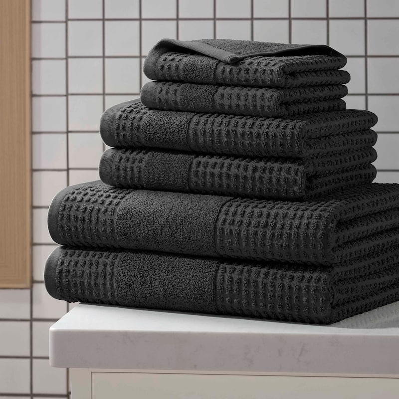 Martex Expression Air Sculpted 6-Piece Towel Set Soft & Absorbent - 6-Piece - Black