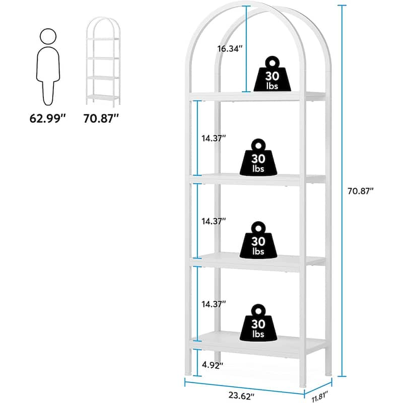 Open Bookshelf, Industrial Bookcase Storage Shelves with Metal Frame