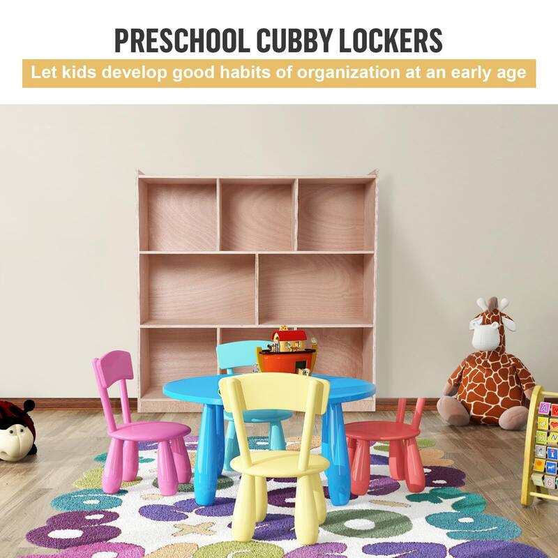 8-Section Classroom Storage Locker, 8 Cubbies for Classrooms, Daycare Cubby with 4 casters