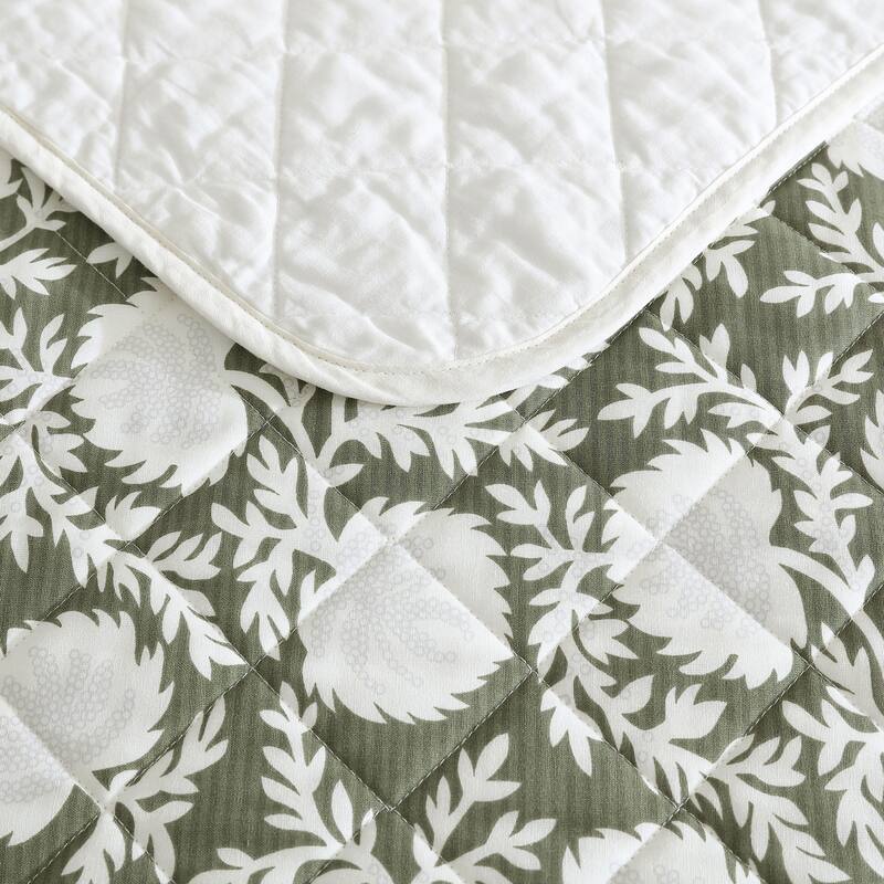 Eddie Bauer Garden Bloom Cotton Reversible Green Quilt Set