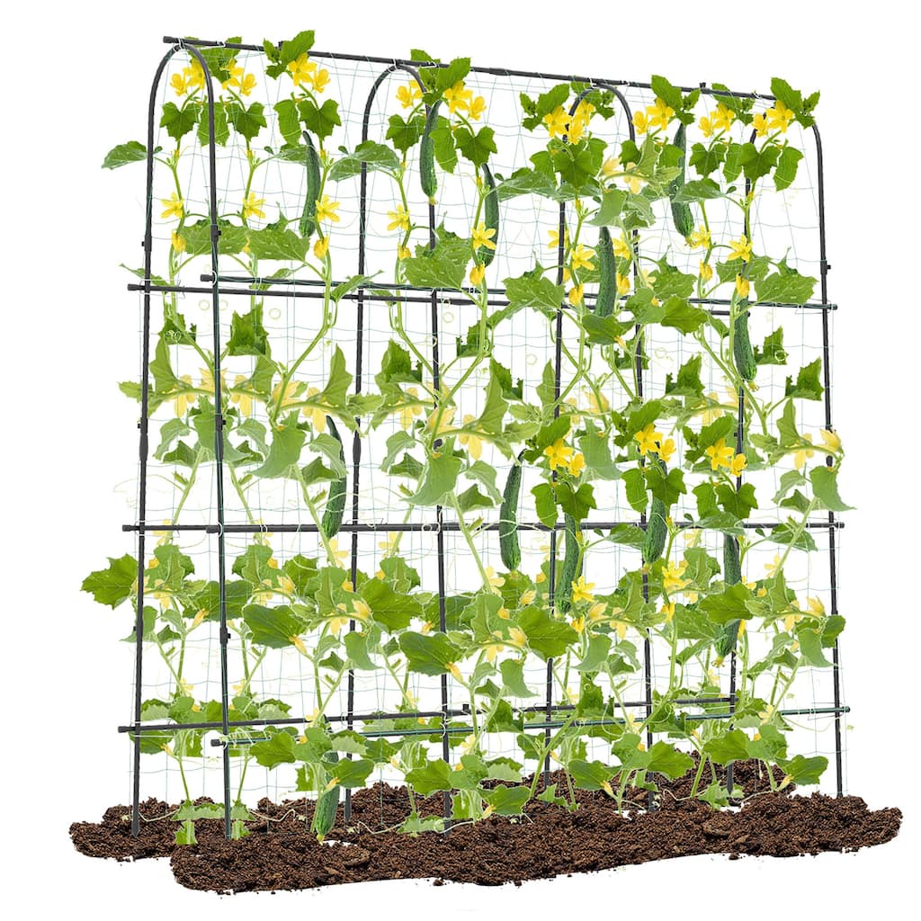 Gymax 71'' x 71'' U-Shaped Garden Trellis w/Tear-resistant Netting
