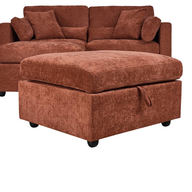 Chenille Modular Sectional Sofa with Right-Arm Chaise & 500lb Capacity