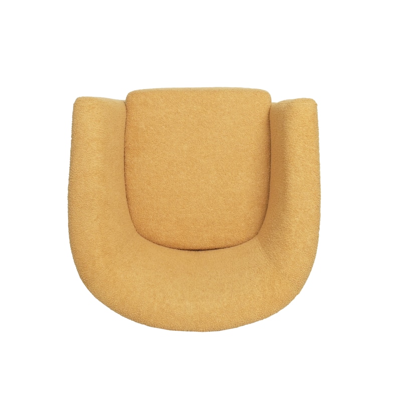 Mustard Yellow Modern 30.5" Upholstered Club Chair with Birch Wood Legs and Thick Seat Cushions