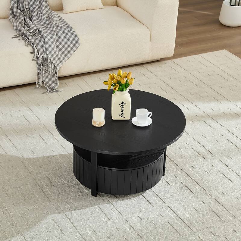 Wood Coffee Table Round, Rustic Charm For Living Room Decor