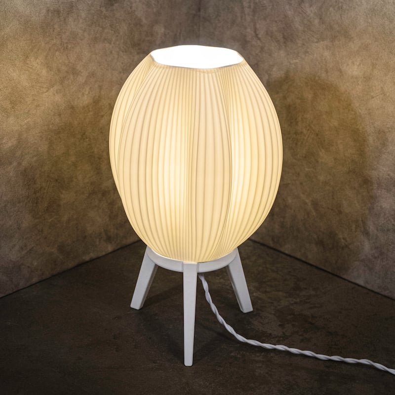 Wavy 16.5" Modern Contemporary Plant-Based PLA 3D Printed Dimmable LED Table Lamp, by JONATHAN Y