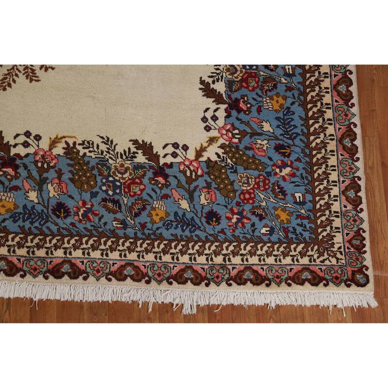 Hand Knotted Oriental 100% Wool Carpet Traditional Floral Beige & Ivories Tabriz Area Rug - 15' 2'' X 10' 1''