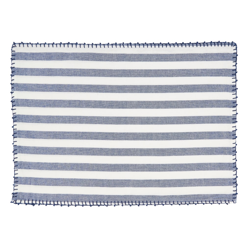 Classic Striped Whipstitch Pom Pom Placemat (Set of 4)