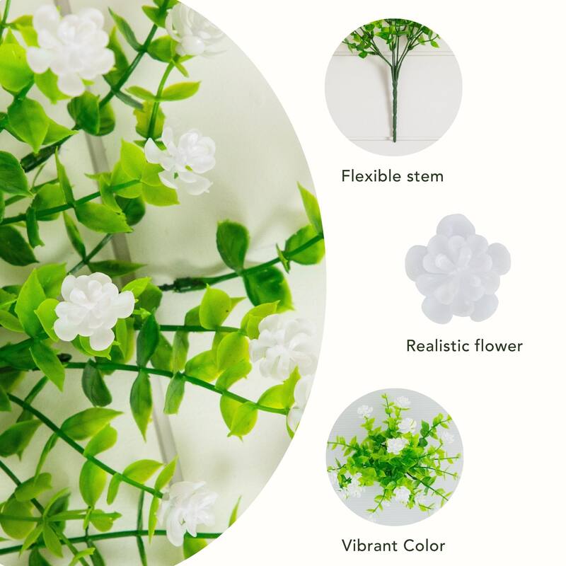 14-in UV Resistant Artificial Flowering Mini Rose Bush - Set of 12