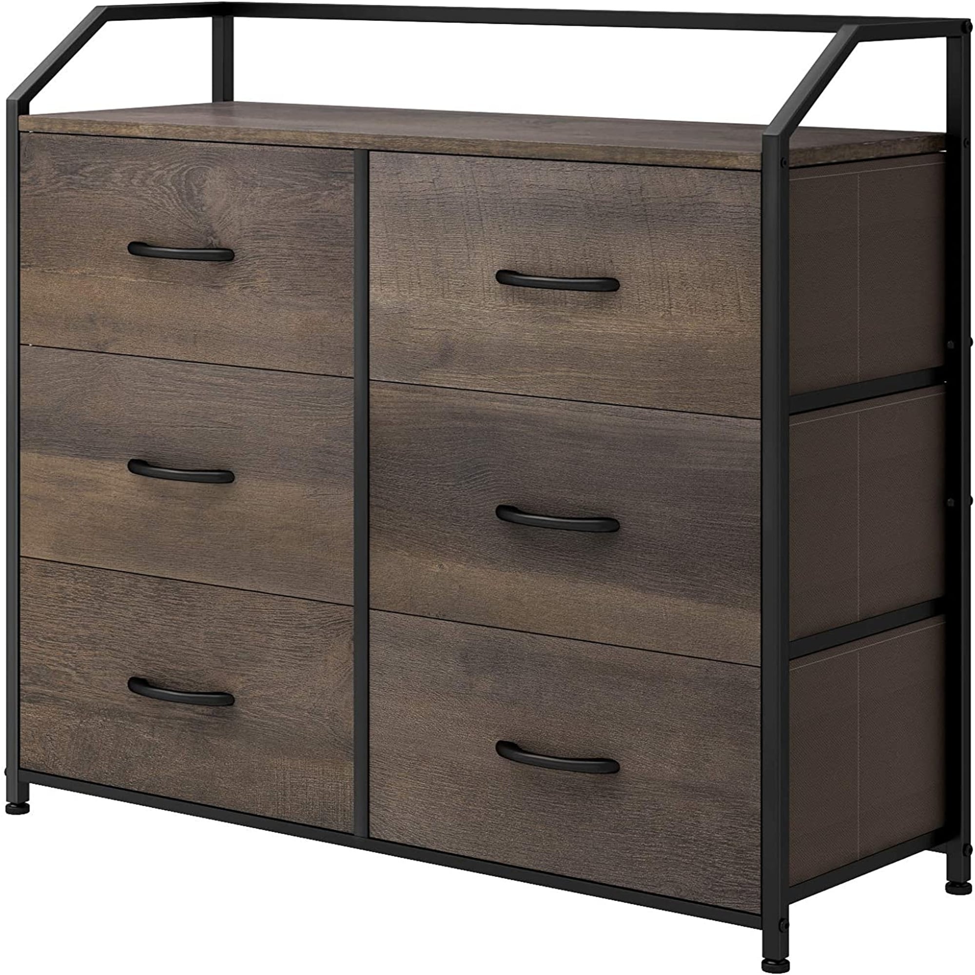 CubiCubi Dresser for Bedroom Sturdy Steel Frame Wood Top 6 Drawer Storage Organizer Tall Wide Dresser for Bedroom Hallway Brown CubiCubi Dresser for Bedroom Sturdy Steel Frame Wood Top 6 Drawer Storage Organizer Tall Wide Dresser for Bedroom Hallway Brown