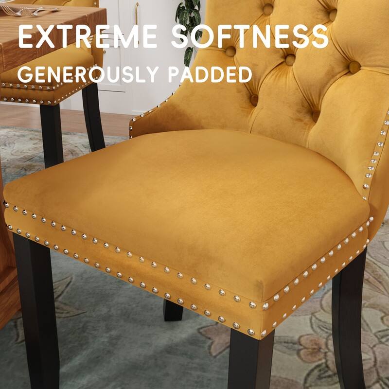 Tufted Naliheads Solid Wood Upholstered Dining Chairs (Set of 4)