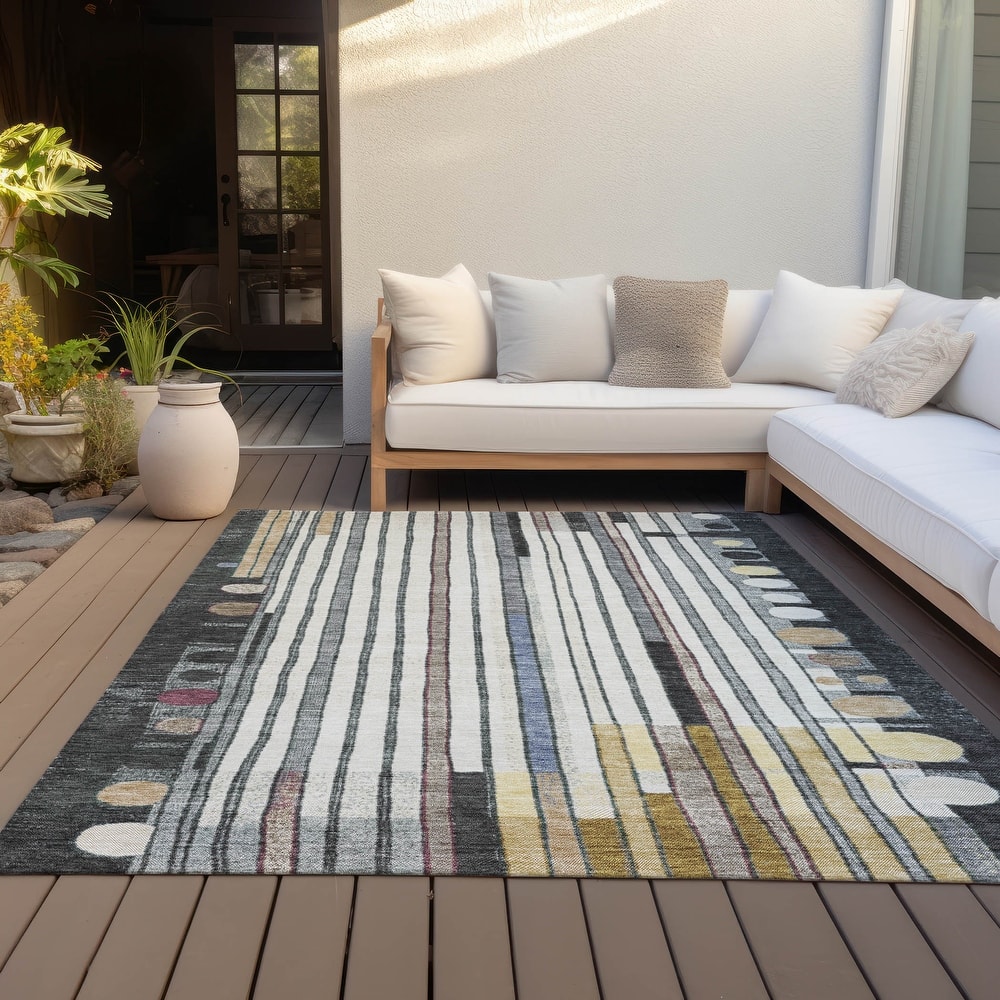 Machine Washable Indoor/Outdoor Casual Contemporary Chantille Rug