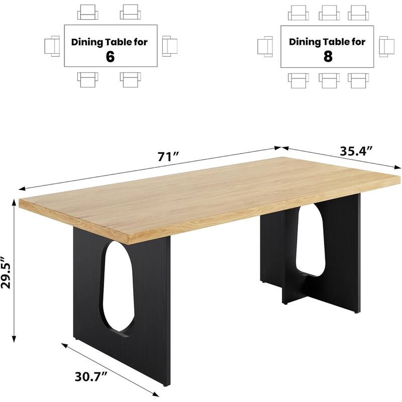 71" Long Kitchen Dining Table for 6-10 People for Kitchen, Conference Room, Home