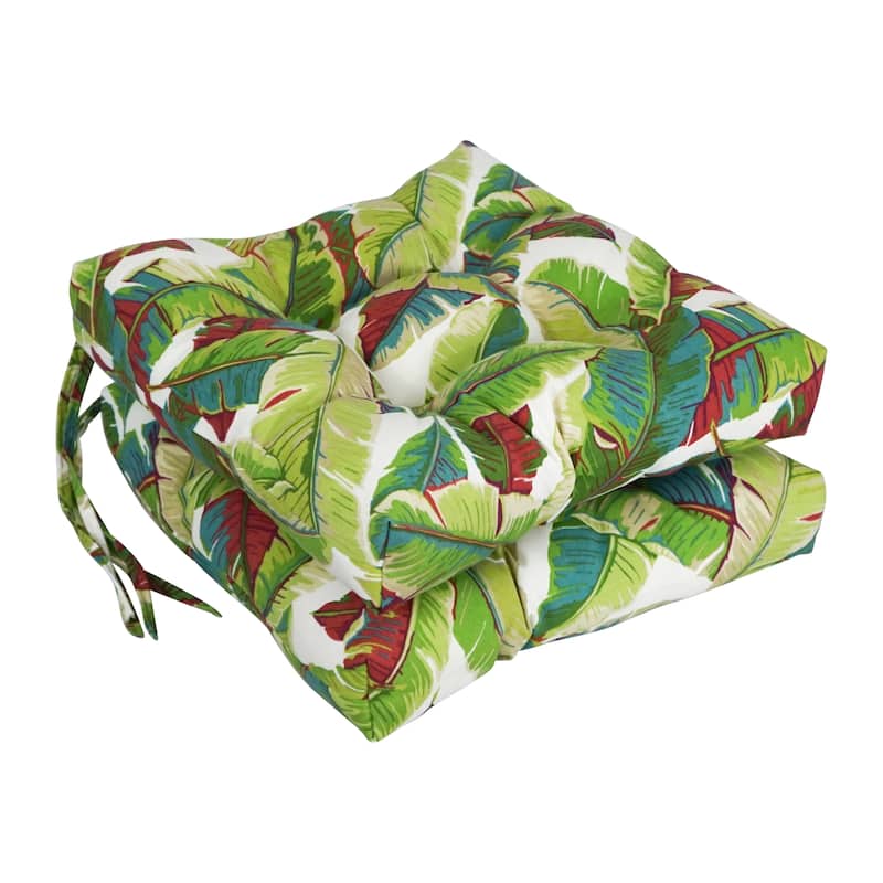 16-inch Square Tufted Indoor/Outdoor Chair Cushions (Set of 2) - 16"