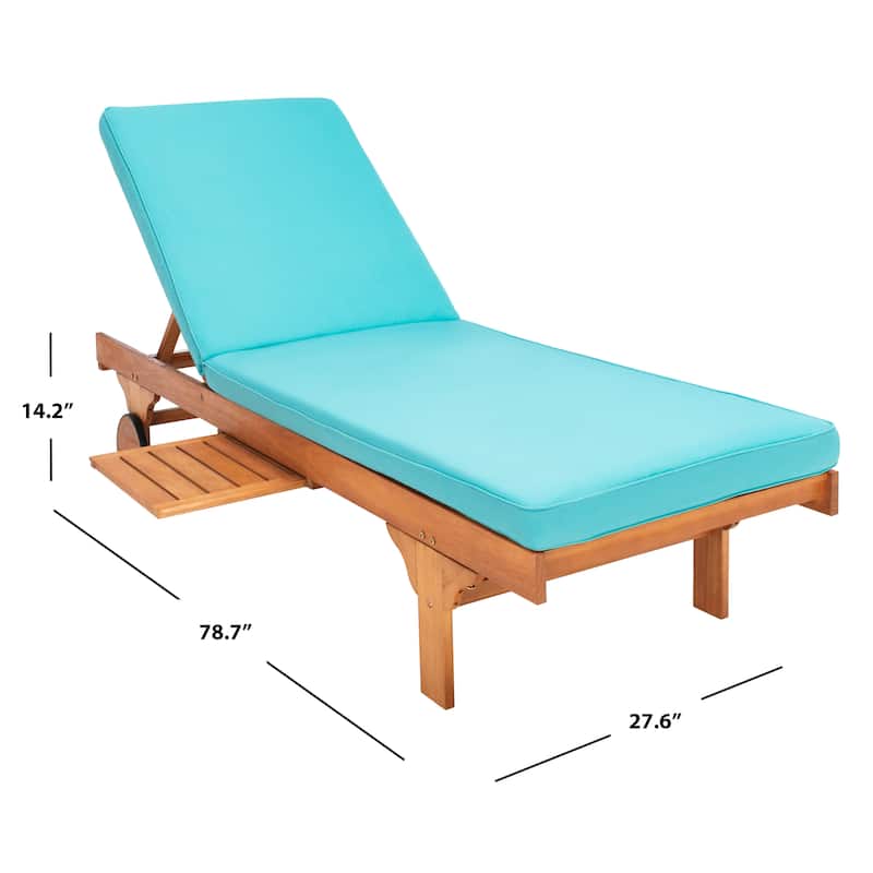 SAFAVIEH Outdoor Aubrie Adjustable Chaise Lounge Chair with Wheel.