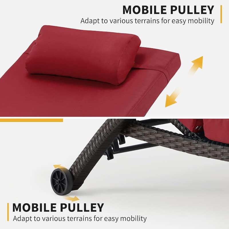 EROMMY Outdoor Patio Lounge Chair, Adjustable Recliner Outdoor Lounge Chairs, Multiple Colors Available