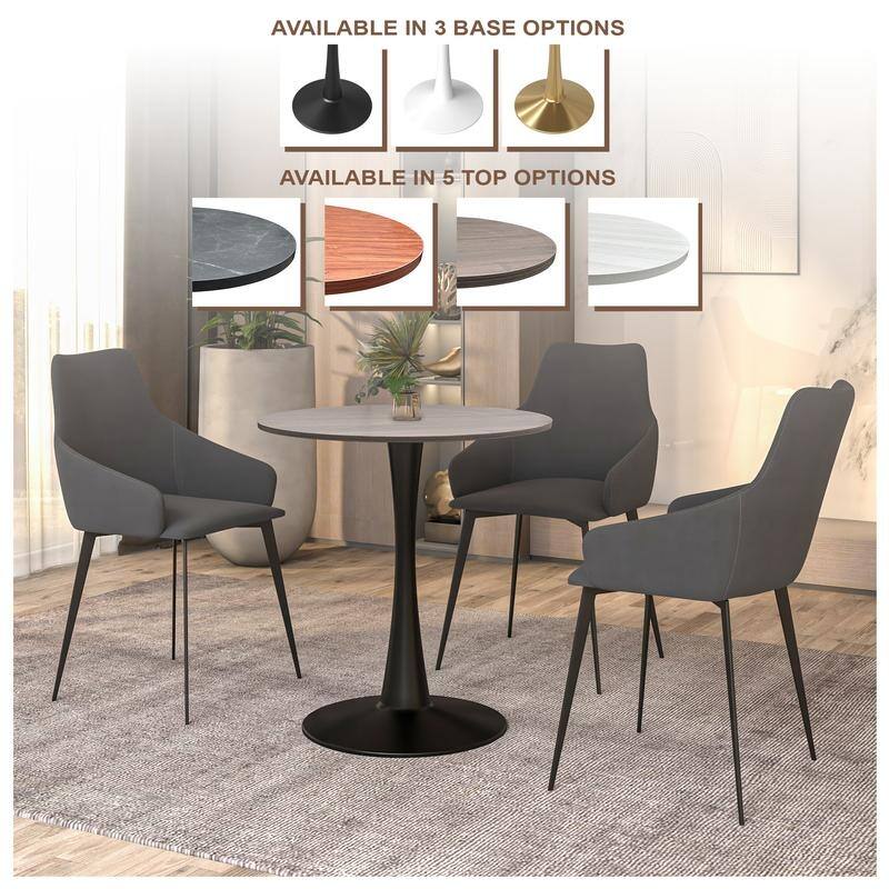 Bristol 27" Round Dining Table for 4, MDF Tabletop in Sleek Black Pedestal Base for Kitchen & Dining Room - 27.56"