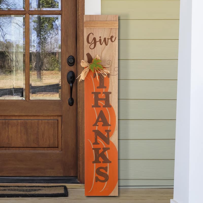 Glitzhome 42"H Fall Thanksgiving Wooden Pumpkin Porch Sign