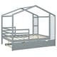 preview thumbnail 18 of 41, Full Size Solid Wood House Bed with Trundle & Writing Board