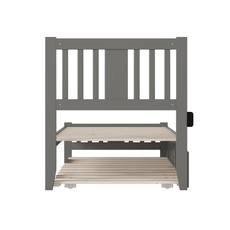 Tahoe Twin Platform Bed with Footboard and Twin Trundle in Grey