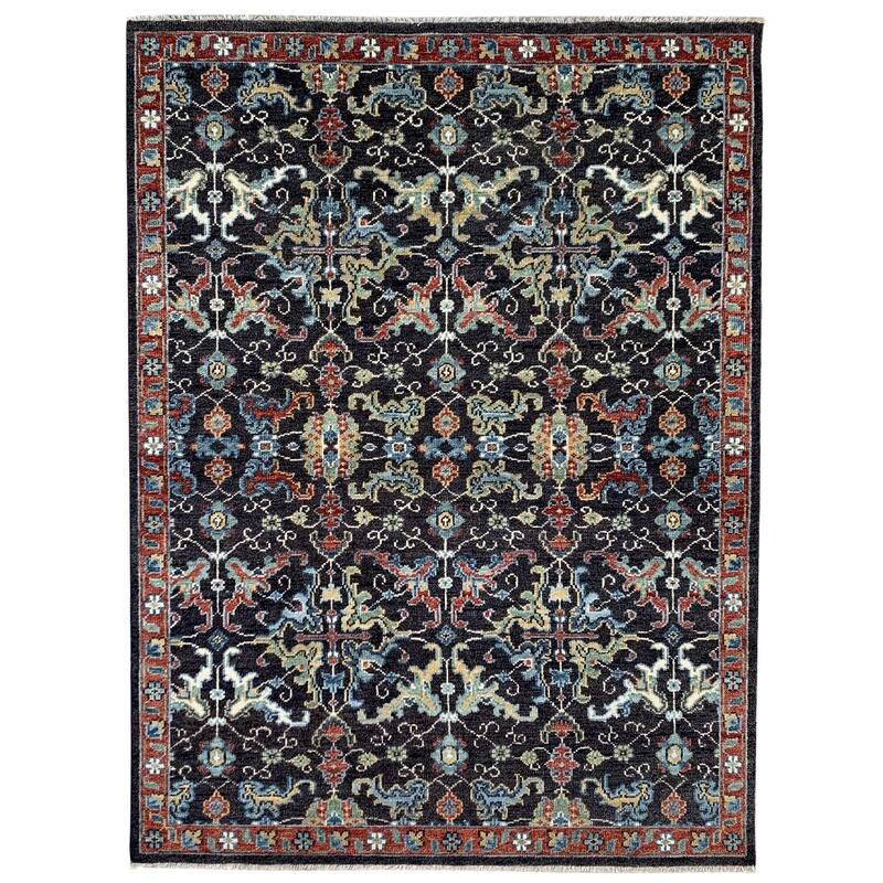 Brown/Red Hand Knotted Wool Traditional Serapi Rug, 9' x 12', soft stylish floor rug - L
