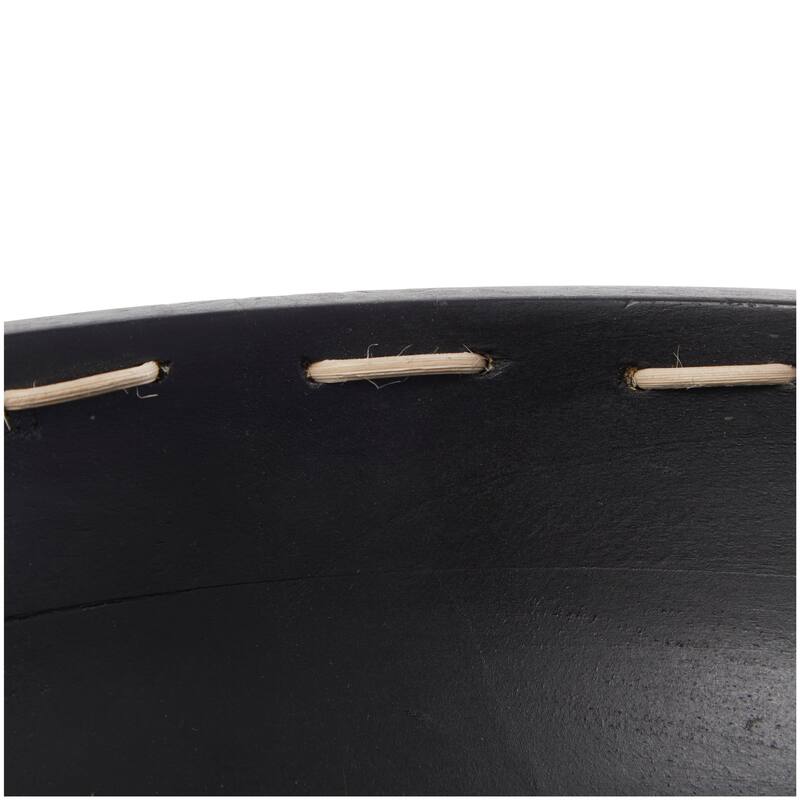 Brown or Black Mango Wood Handmade Decorative Bowl with Woven Rope Accents