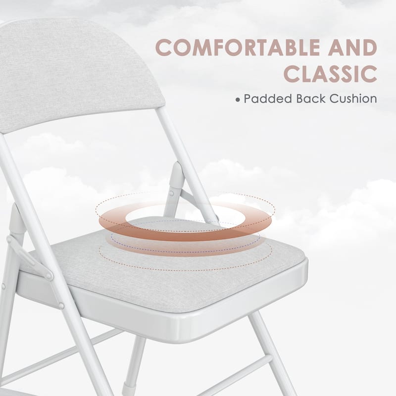 8 Pack Portable Padded Folding Chair, Upholstered Folding Dining Chairs Pack of 8, Metal Event Commercial Chairs