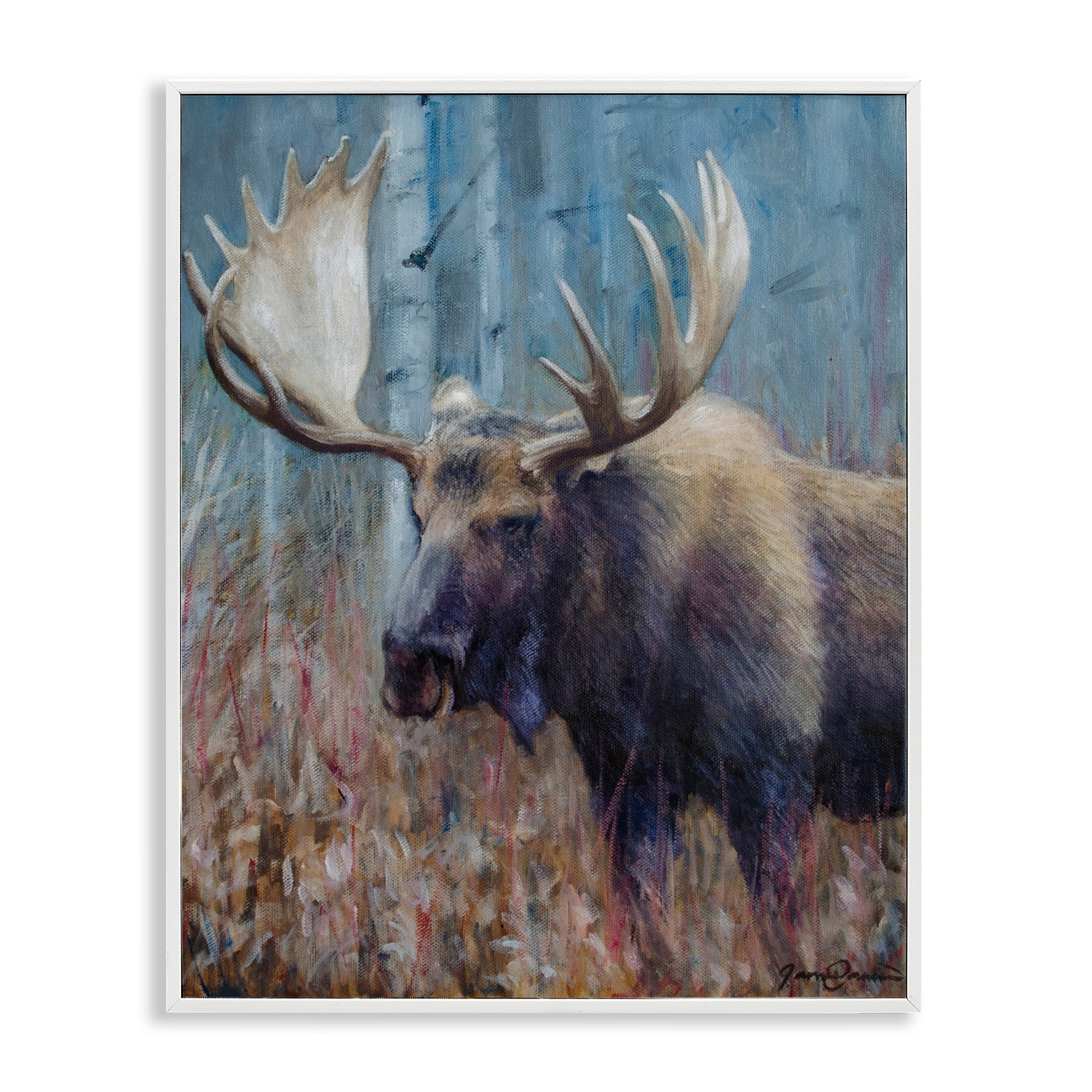 Stupell Expressive Moose in Forest Framed Giclee Art Design By James Corwin