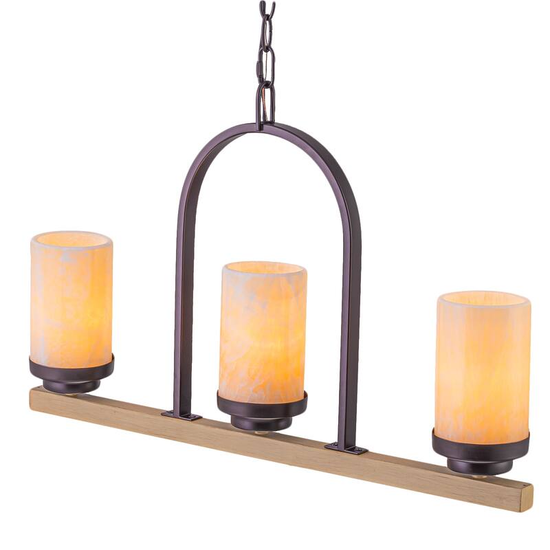 Retro Industrial Iron Pendant with Alabaster Candle Shade