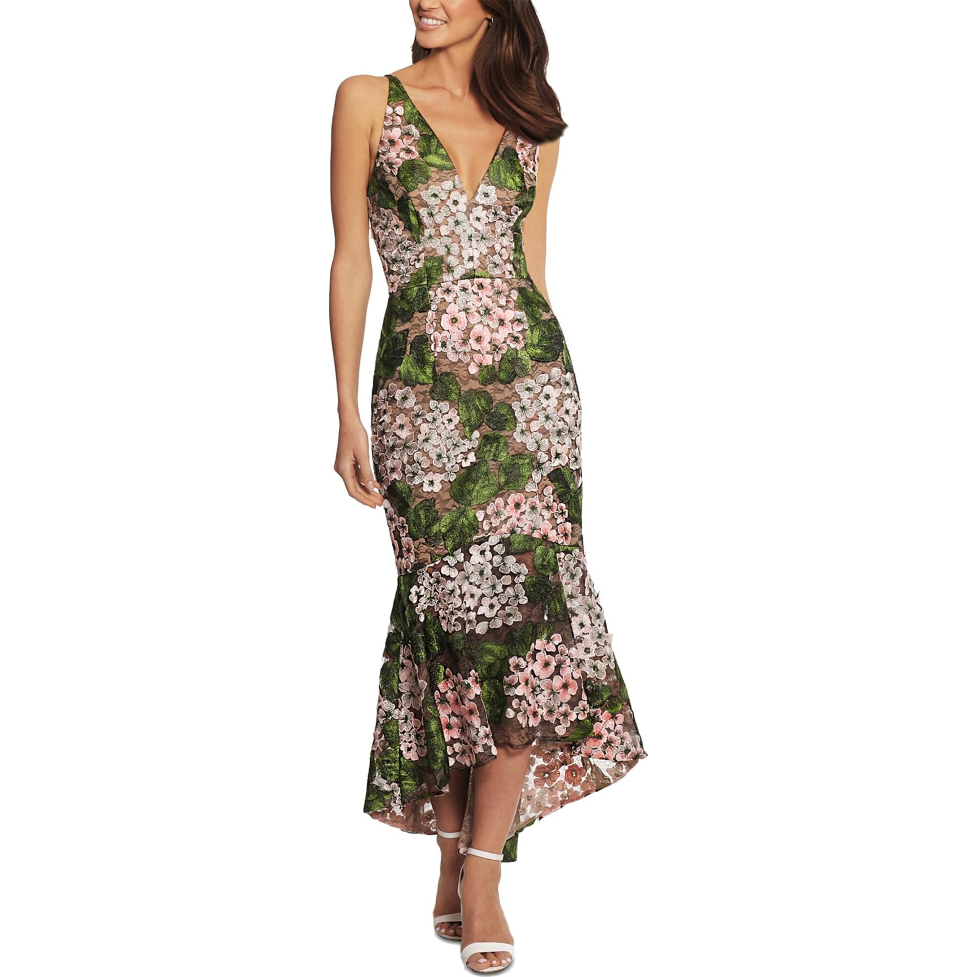 xscape floral embroidered dress