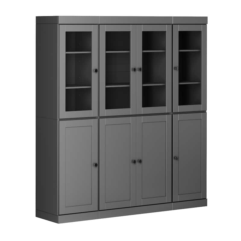Palace Imports 100% Solid Wood 65" Pantry Cabinet with Clear Glass, Shaker Doors and Adjustable Shelves