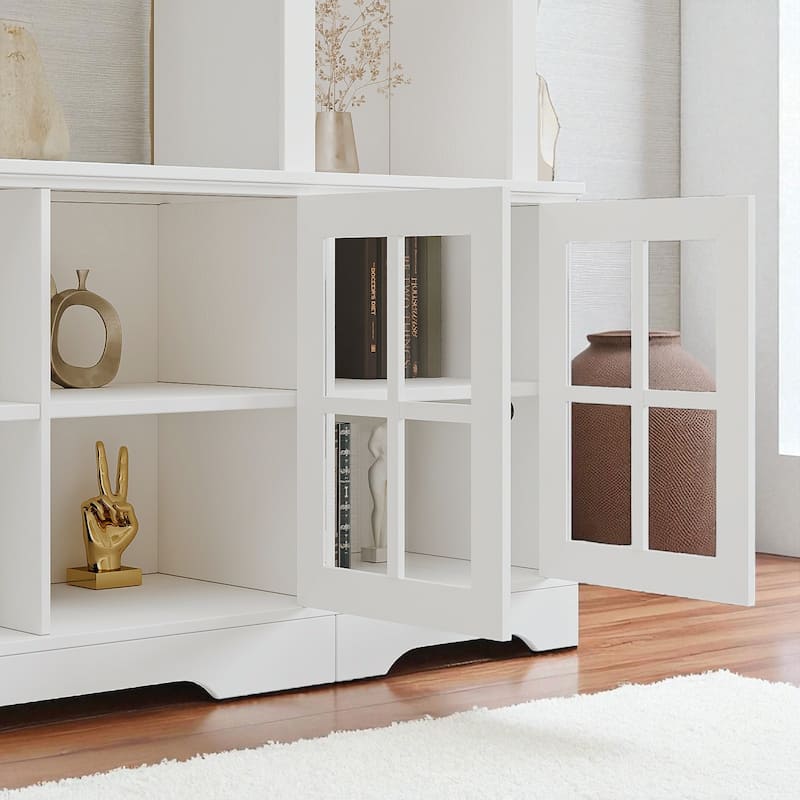 100" Wall Unit TV Stand with Storage, Large Entertainment Center with Bookshelves and LED Lights for TVs up to 75"