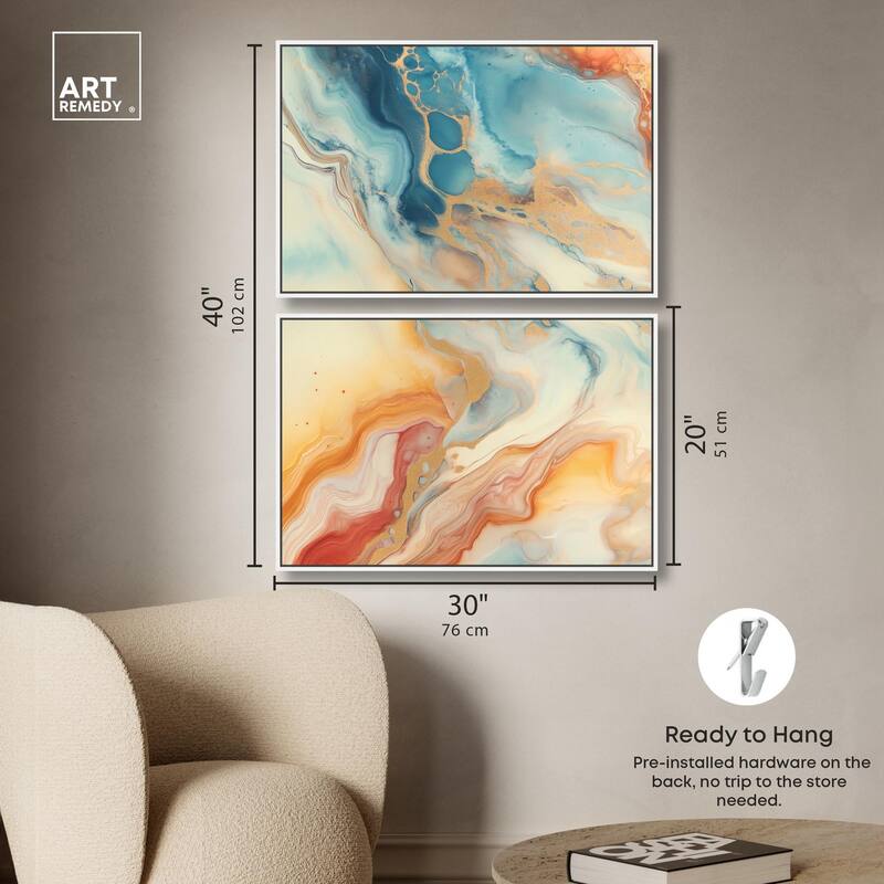 Marbled Sunrise I Canvas Set of 2 by Art Remedy