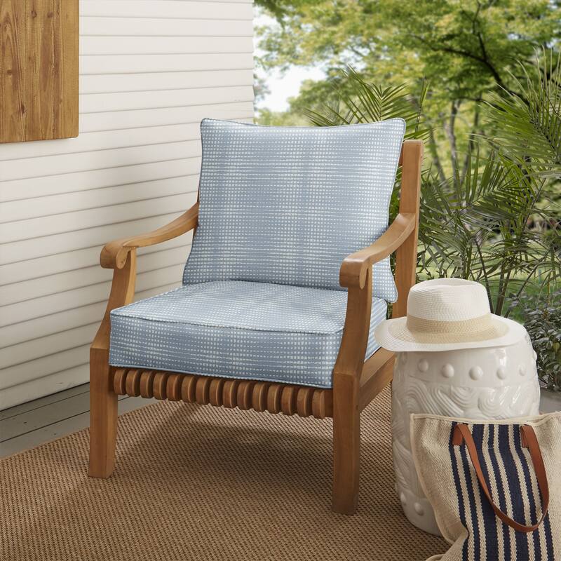 Sorra Home Outdura Moonbeam Indoor/Outdoor Corded Deep Seating Pillow and Cushion Chair Set - 23 in x 27 in x 5 in - Moonbeam Sky