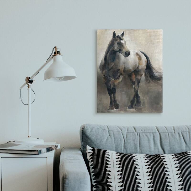 Stupell Abstract Wild Horse Stance Brown Black Painting Canvas Wall Art