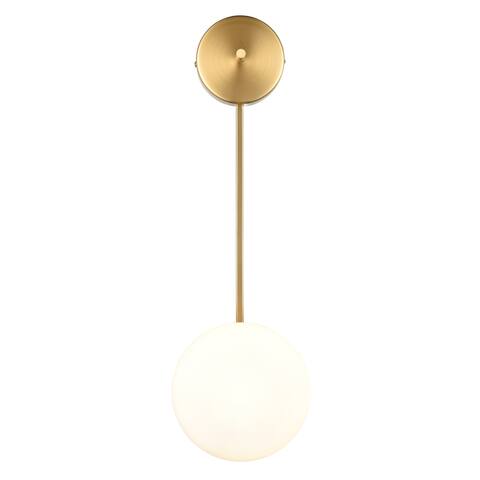 Light Society Alby 1-Light Wall Sconce - Brushed Brass/White