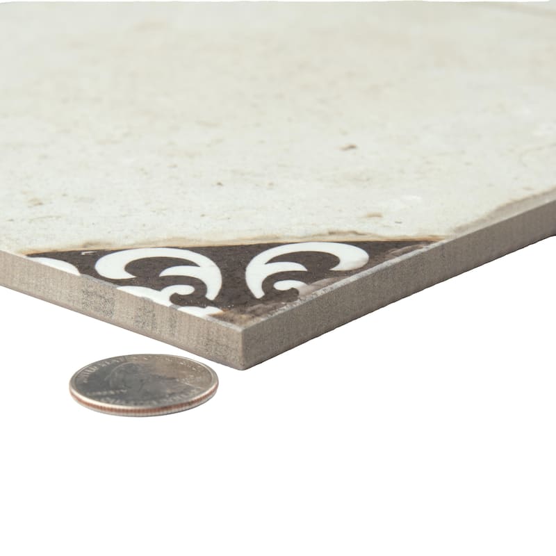 Merola Tile Kings Field Black 17-3/4" x 17-3/4" Porcelain Floor and Wall Tile