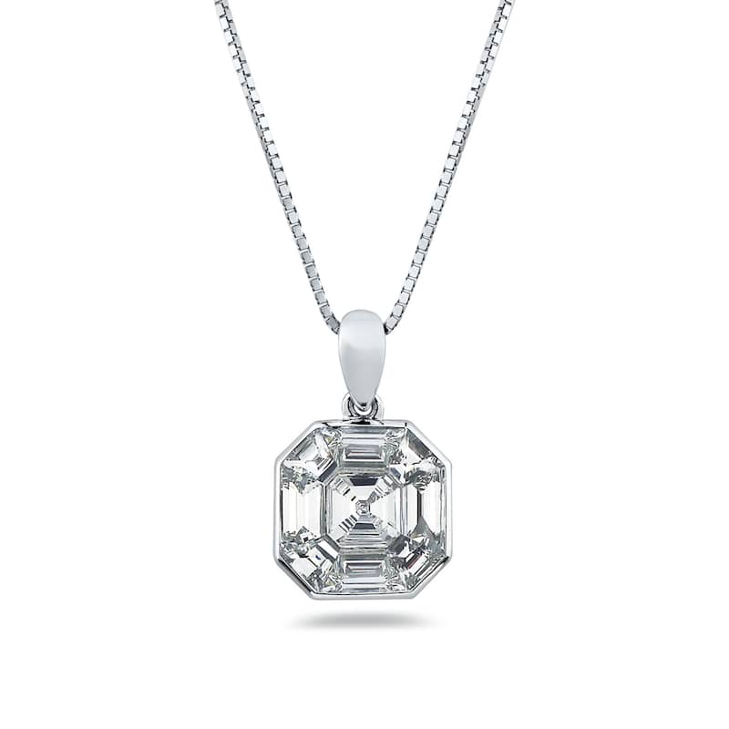 Auriya 14k Gold 1 1/6ctw Asscher Diamond Necklace (G-H, VS1-VS2)