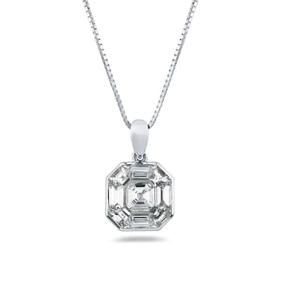 Auriya 14k Gold 1 1/6ctw Asscher Diamond Necklace (G-H, VS1-VS2)