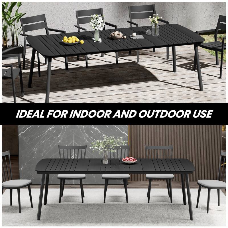 Outdoor Patio Dining Table Rectangular Aluminum Outdoor Table for 6/8/10 Person