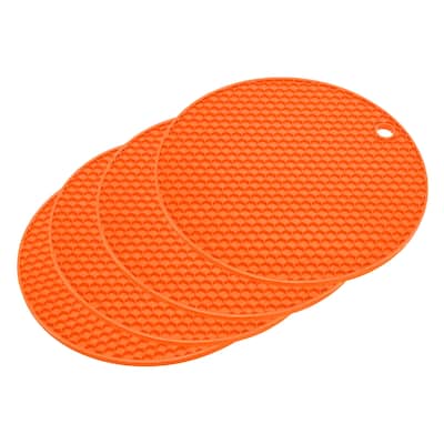 4pcs Silicone Trivet Mat Heat Resistant Pot Holders Hot Pads-Orange - Orange